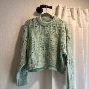 Topshop Light Green Textured Sweater